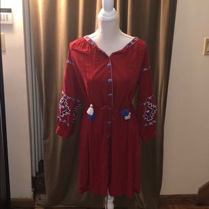 LOFT red boho dress